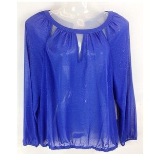 NWT Jennifer Lopez Stunning Blue Sheer Sparkly Top